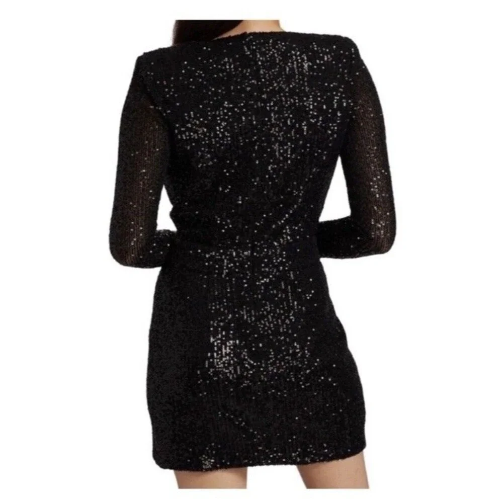 Ramy Brook Sequin Mini Dress Women 6 Becky Faux Wrap Deep-V Cocktail  Party - Picture 8 of 16